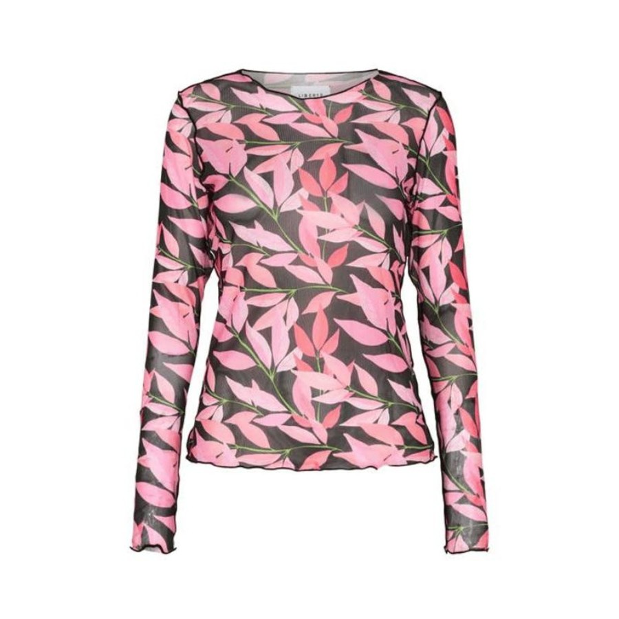 Toj Liberté Mesh | Meshbluse - Pink Leaf