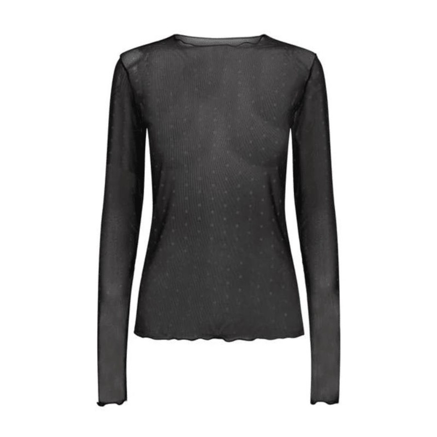 Toj Liberté Bluser | Mesh Top - Black Grey Dot