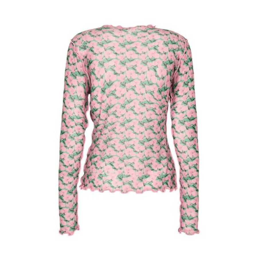 Toj Liberté Mesh | Meshbluse - Rosa Green Flowers