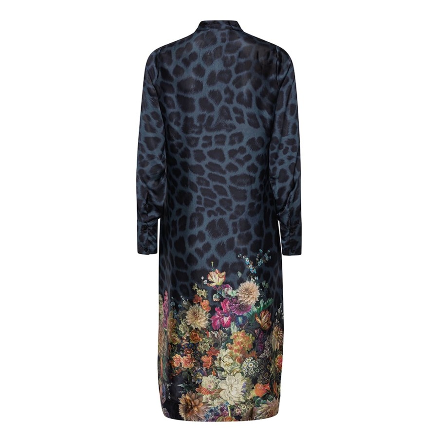 Toj Karmamia Copenhagen Midi Kjoler | Joelle Dress - Navy Flower Leopard