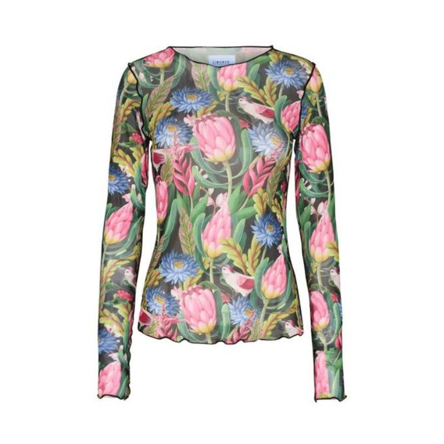 Toj Liberté Bluser | Meshbluse - Flower Bird Black