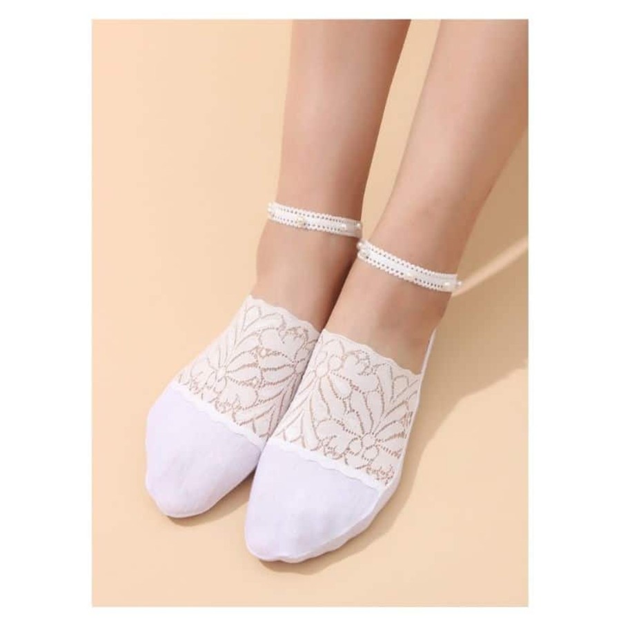 Accessories Just d´lux | Socks W. Pearls - White