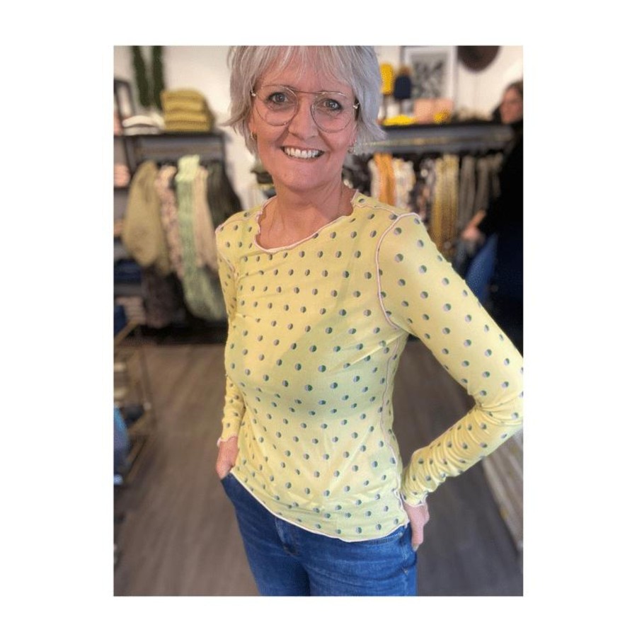 Toj Liberté Mesh | Meshbluse - Yellow W. Dots