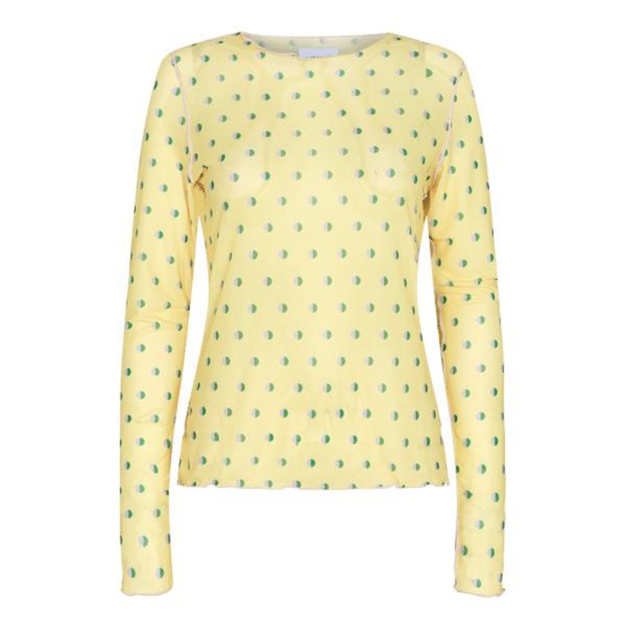 Toj Liberté Mesh | Meshbluse - Yellow W. Dots