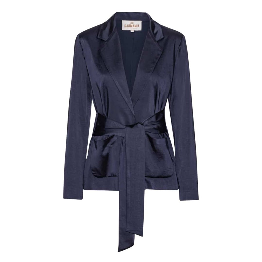 Toj Karmamia Copenhagen Blazere | Rex Tie Blazer - Navy Satin