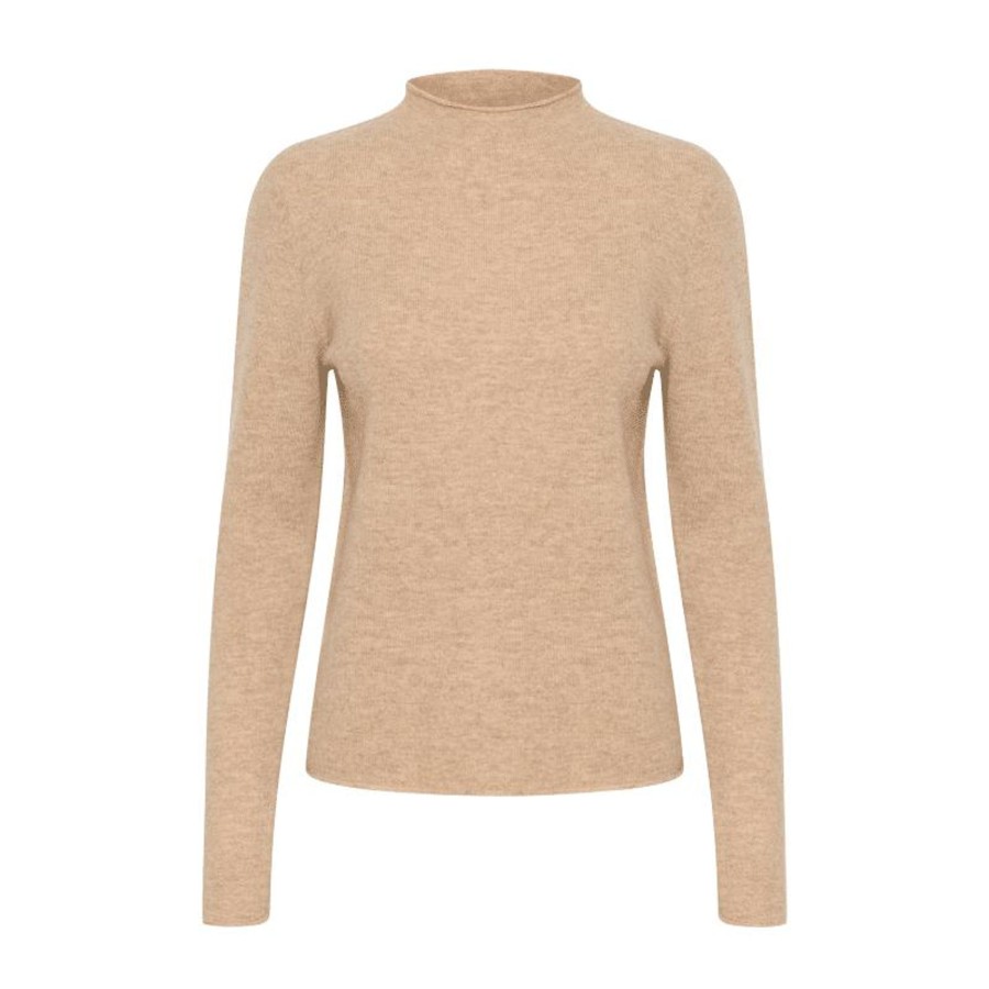 Toj Soaked in Luxury Strik | Molina Mockneck Pullover - Taupe