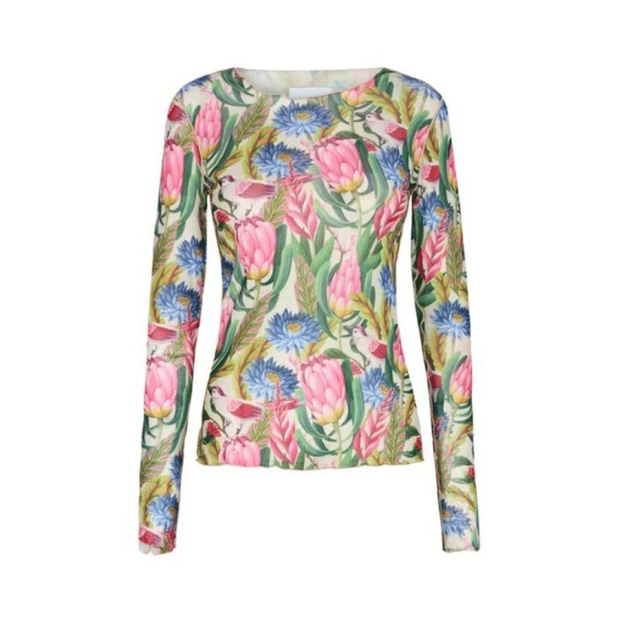 Toj Liberté Bluser | Meshbluse - Flower Bird Sand