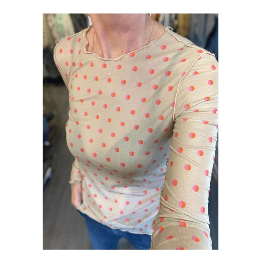 Toj Liberté Bluser | Meshbluse - Sand W. Dots