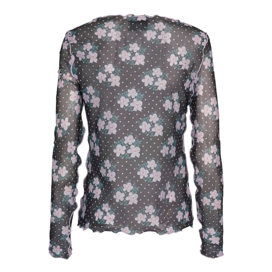 Toj Liberté Mesh | Meshbluse - Black W. Flowers