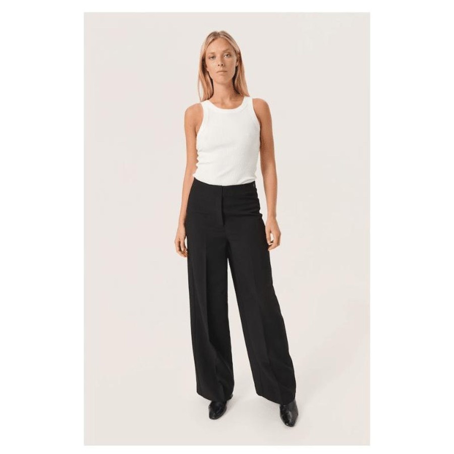 Toj Soaked in Luxury Bukser | Corinne Wide Long Pants - Black