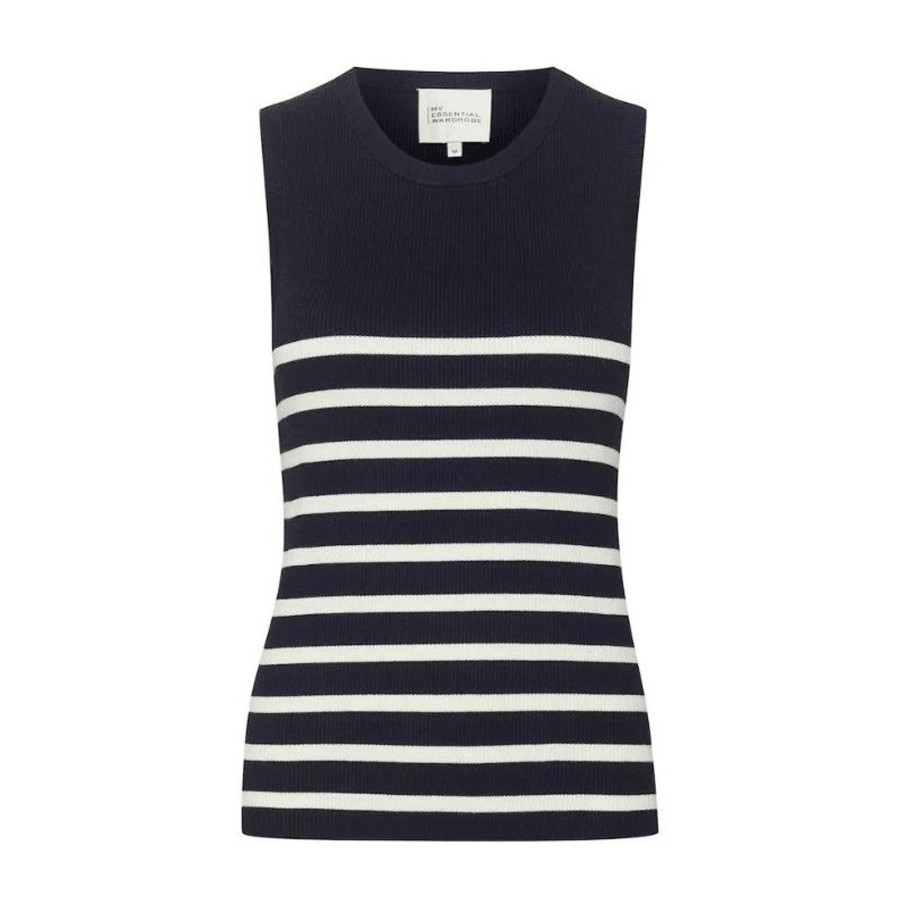 Toj My Essential Wardrobe Strik | Zeke Knit Top - Navy /Off White