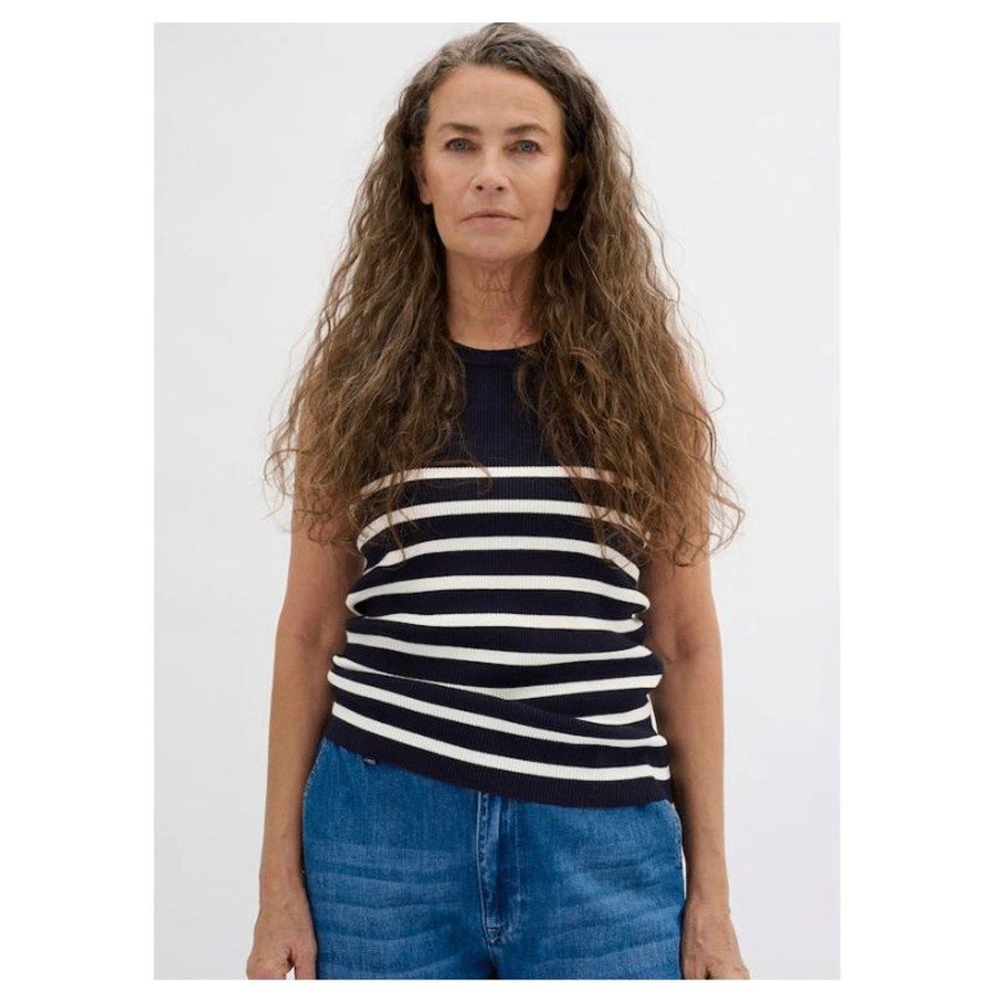 Toj My Essential Wardrobe Strik | Zeke Knit Top - Navy /Off White